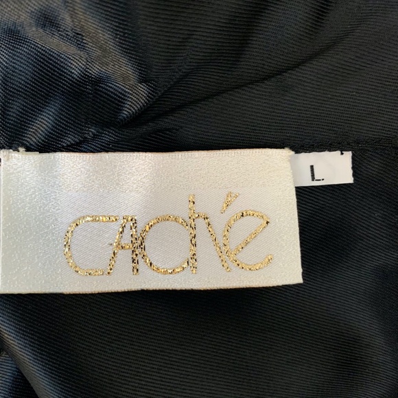 Vintage CACHE Black Beaded Evening Tuxedo Vest Women's Sleeveless sz L 80s Adjus - Picture 8 of 13